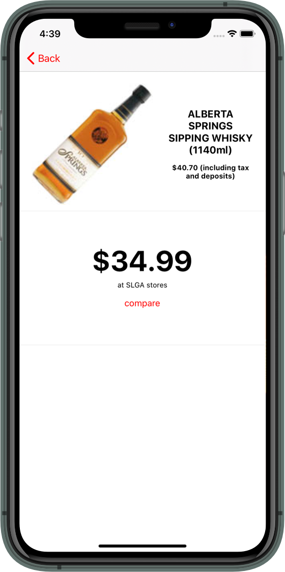 Sask Liquor Pricing Screenshot 2