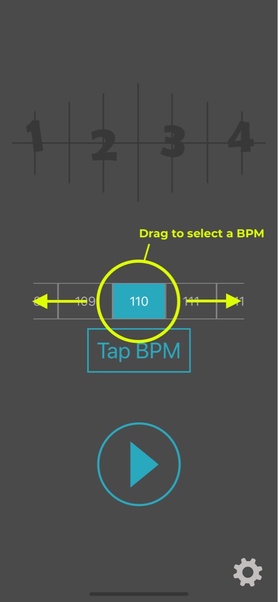 Setting the BPM in the SpeakBeat Metronome app